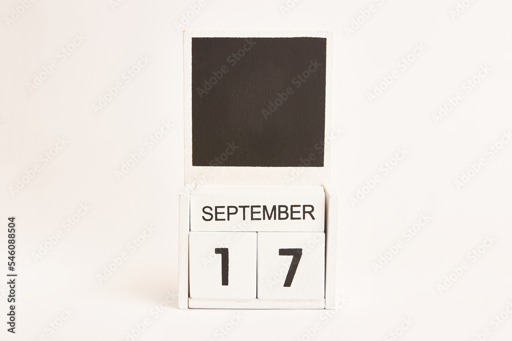 Calendar with the date September 17 and a place for designers. Illustration for an event of a certain date.