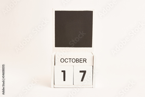 Calendar with the date October 17 and a place for designers. Illustration for an event of a certain date.