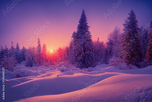 winter sunset in winter wonderland © Felix
