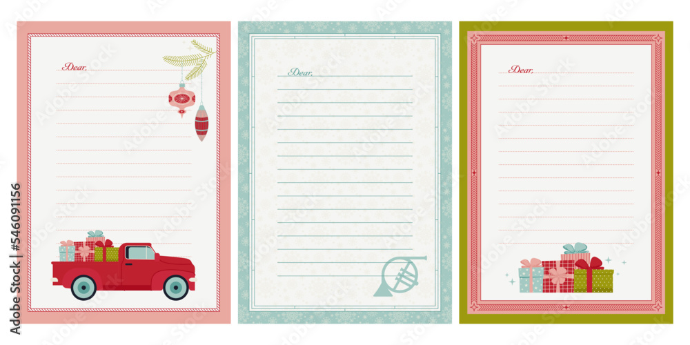 Christmas Page Border with Elegant frame and Vintage image. Retro Flat style vector illustration