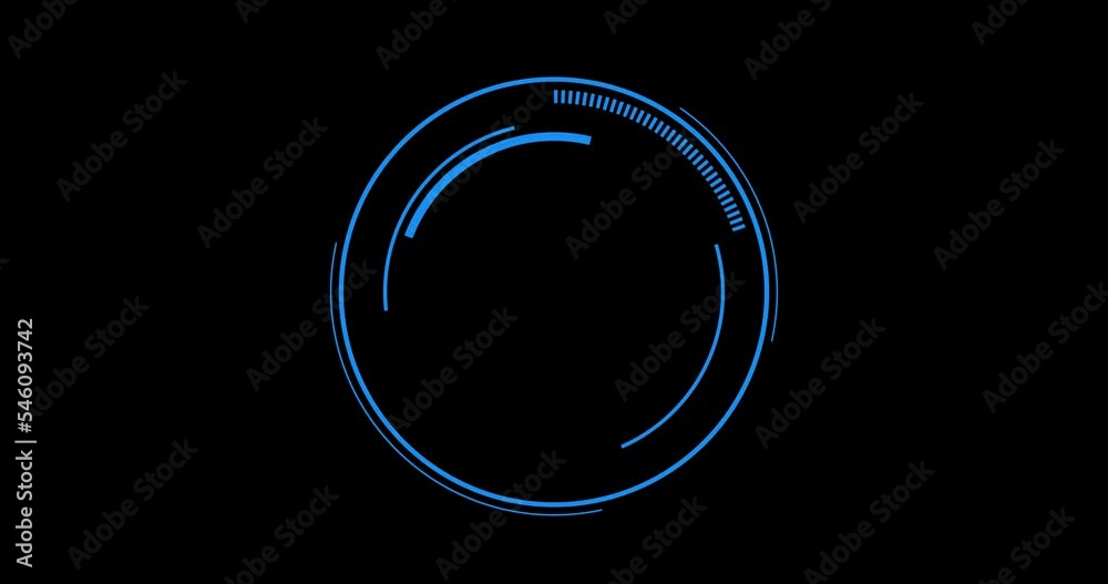 blue rotating circles design. Digital Analysing and Loading Data HUD Display. loading analyzing data design. Digital technology elements