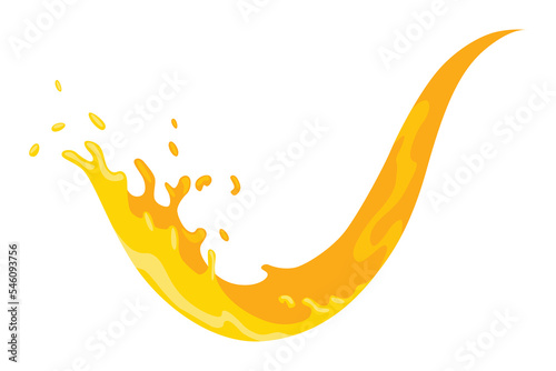 Squirt splashe. Colourful flowing spattering. Splattered pure juice or liquid. Drops with abstract forms of wave. Cartoon illustration with color water splash