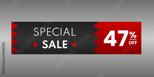 banner special sale price 47% off black and red