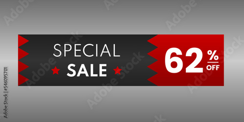 banner special sale price 62% off black and red