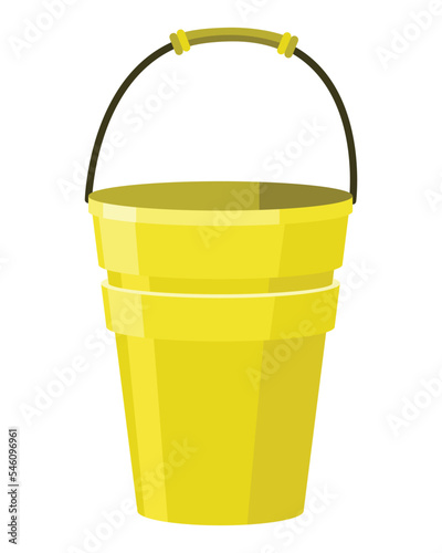 Bucket. Bail vector cartoon icon or pail with handle. Plastic household equipment. Cleaning container