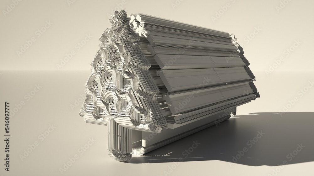 3D Illustration of a building based on the diagram of a tree. Notice ...