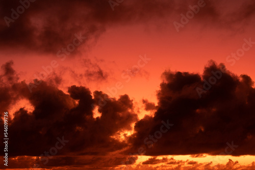 Sunrise view with dramatic clouds and colorful sky