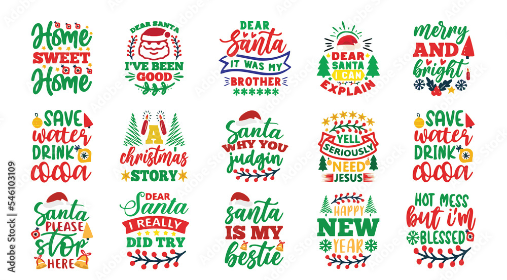 Set of Christmas icons design bundle