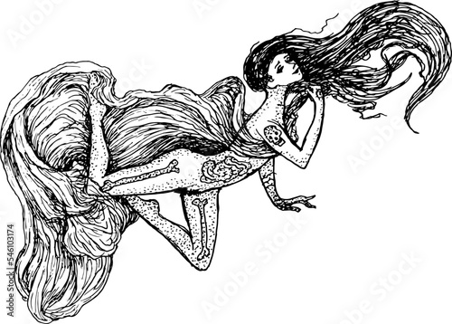 Mavka girl Slavic gothic fairy beauty ink inktober