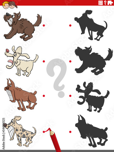 educational shadow game with comic angry dogs