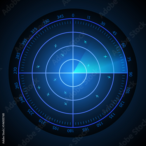 Abstract realistic radar screen background.Radar screen