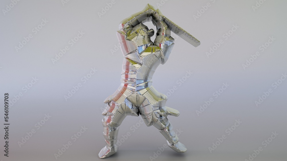 A highly reflective 3D Illustration of an object-artefact-art piece related to Ninja or Samurai. Modelers, Designers, and Artists must watch the mesh closely to easily make a version of their own. A highly reflective 3D Illustration of an object-artefact-art piece related to Ninja or Samurai. Modelers, Designers, and Artists must watch the mesh closely to easily make a version of their own.