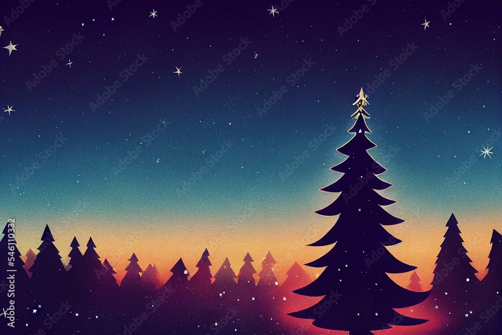 Fototapeta premium christmas night landscape