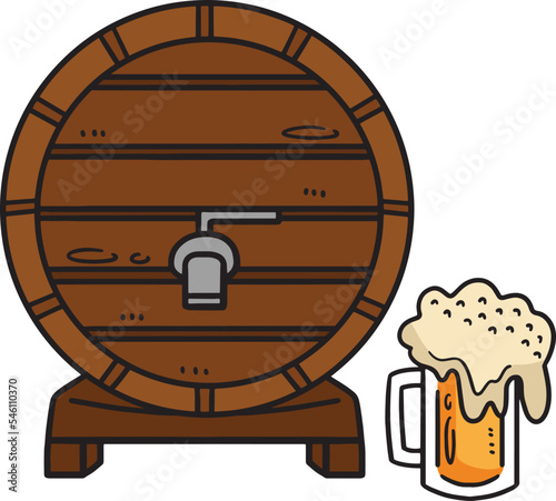 Beer Barrel Cartoon Colored Clipart Illustration