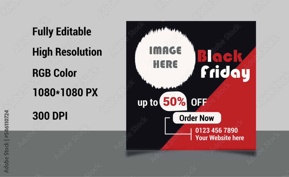 Fototapeta premium Red Black Friday Post Design