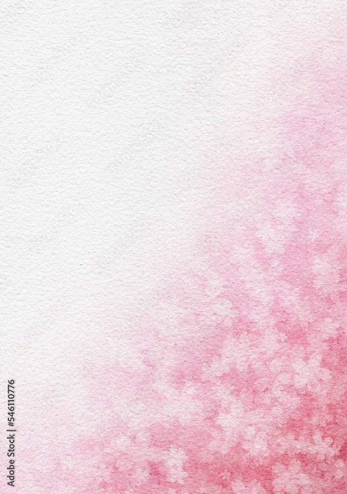 桜吹雪の水彩画イラスト背景