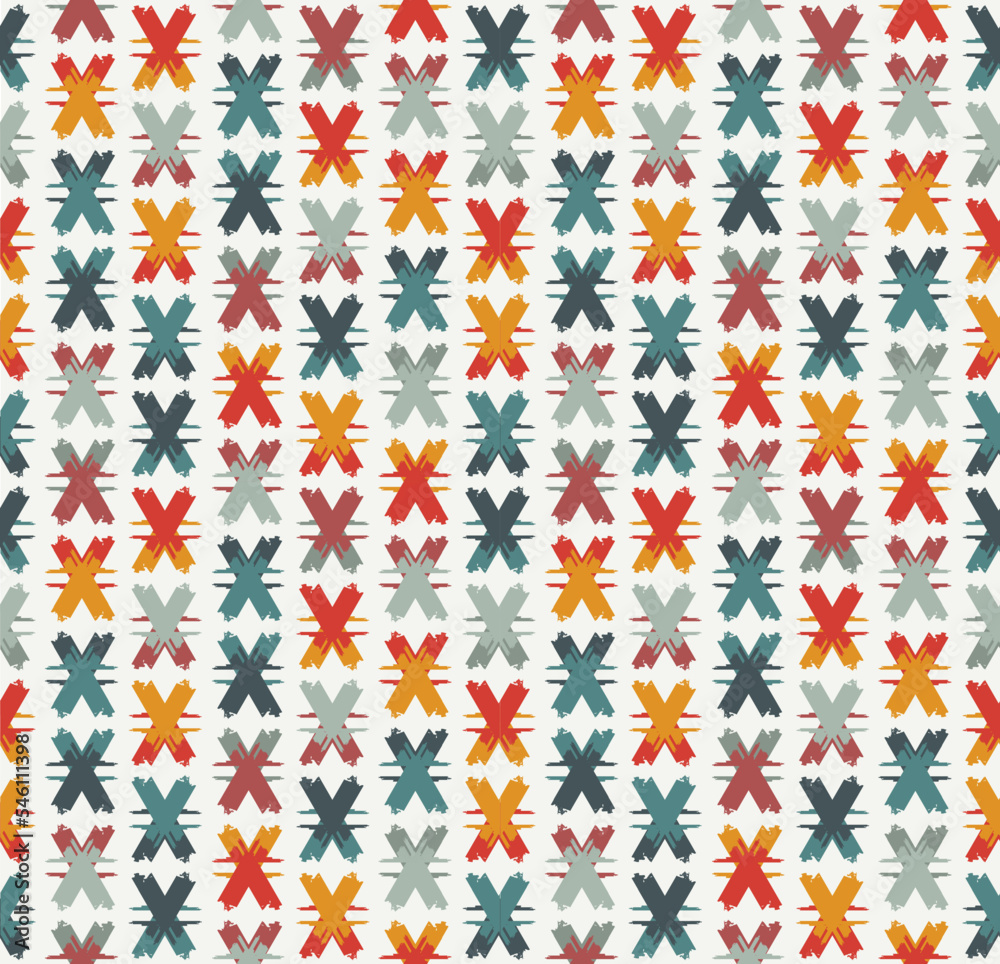 Paint brush strokes seamless pattern. Freehand design background. Crosses motif modern minimal ornament Paint brush strokes seamless pattern. Freehand design background. Crosses motif modern minimal ornament