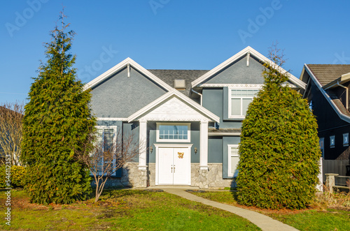 Houses in suburb at Spring in the north America. Luxury houses with nice landscape.