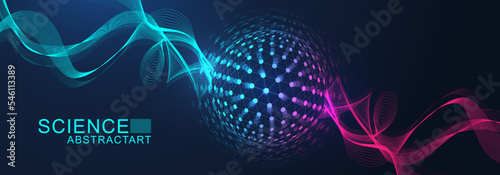 Quantum computing. Quantum processing. Artificial intelligence quantum computer technology concept. Future new technology for business or science presentation. Vector illustration.