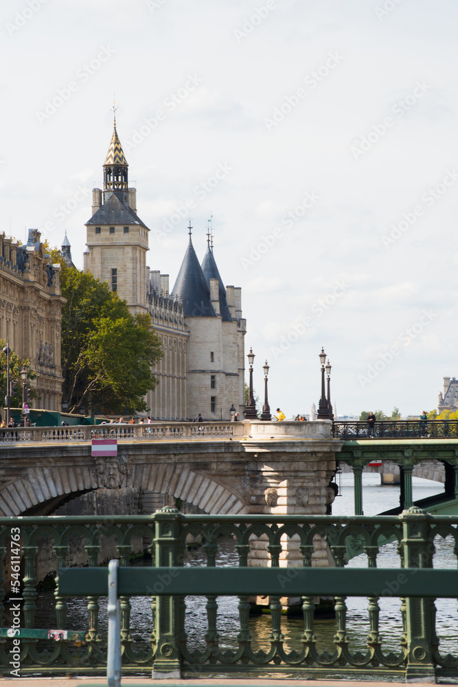 Chatelet Palace next to the Seine river in Paris