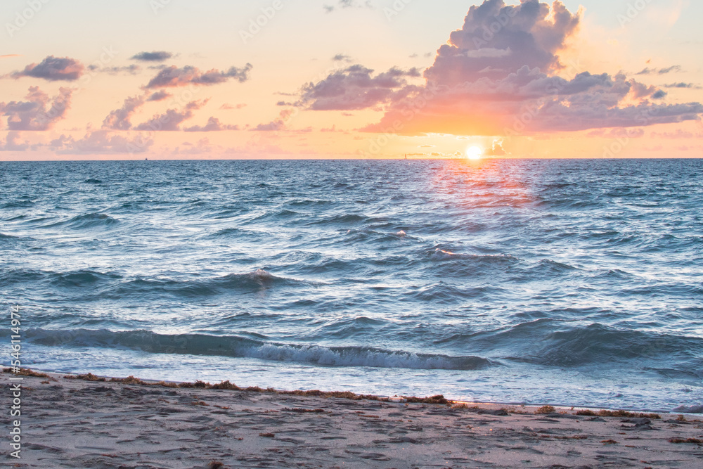 Fototapeta premium Golden Sunrise at the side of Dania Beach Miami Florida. Landscapes