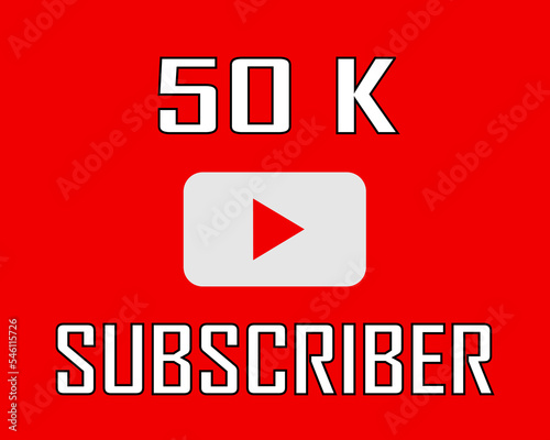 50 K subscriber white on red banner art vector illustration