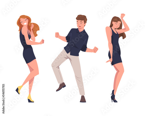 Man and Woman Character Screaming Feeling Joy and Excitement Celebrating Something Vector Set