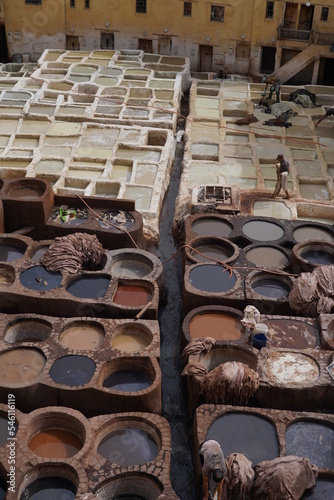 chouara tannery in fes morocco photo