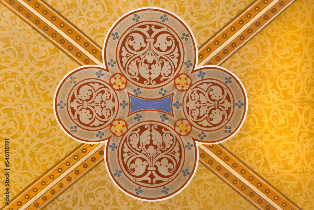 VIENNA, AUSTRIA - FEBRUARY 17, 2014: Detail from fresco on the ceiling in Carmelites church in Dobling.