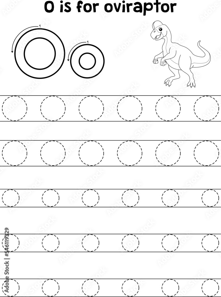 Oviraptor Dinosaur Tracing Letter ABC Coloring O