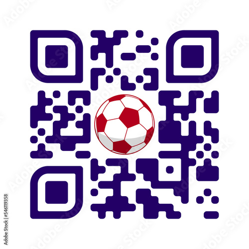 Smartphone readable QR code Play football with soccer ball icon. Vector illustration