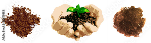 Vector illustration of ground with plant. World soil day