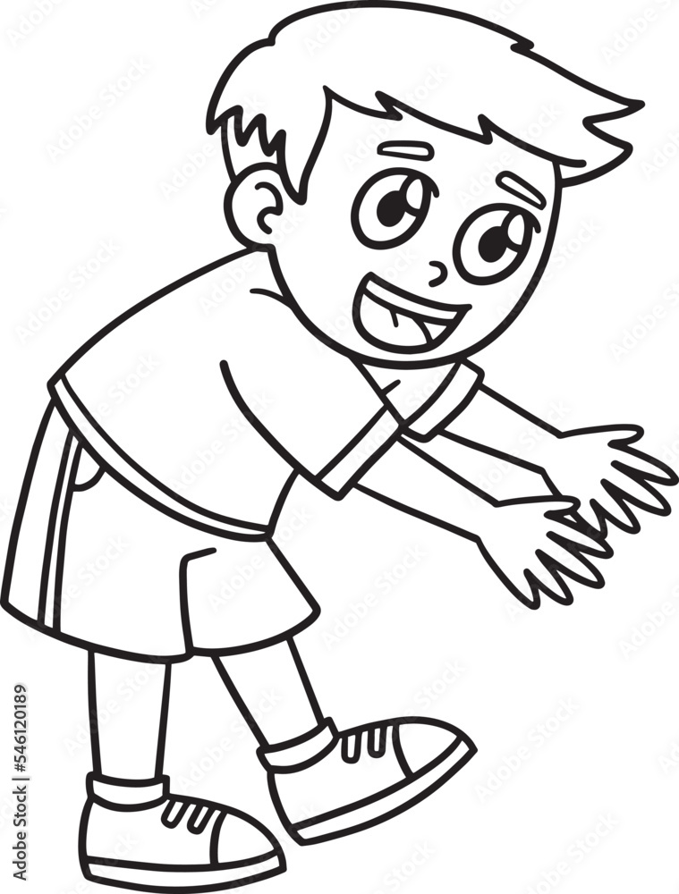 Earth Day Happy Boy Isolated Coloring Page 