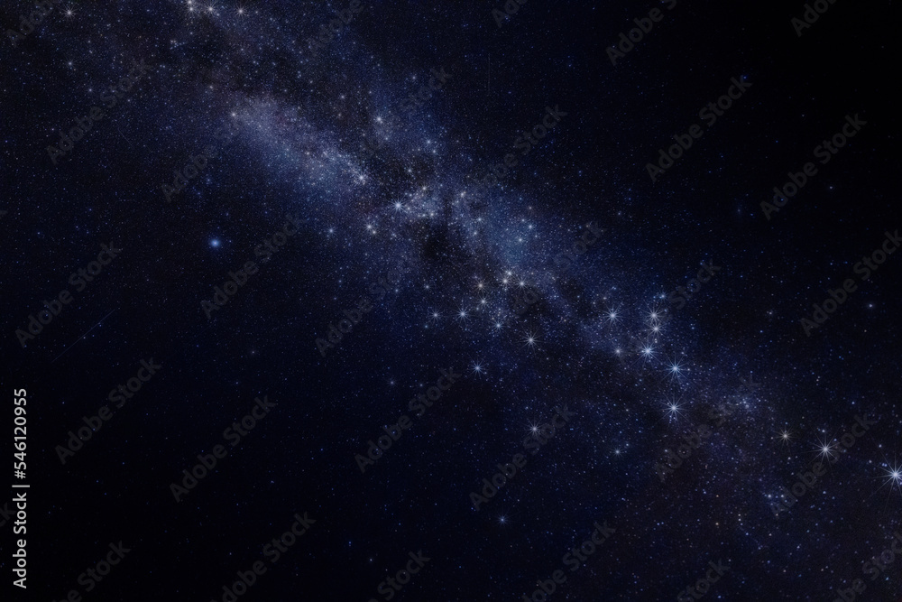 Starry sky milky way panorama. Abstract natural background