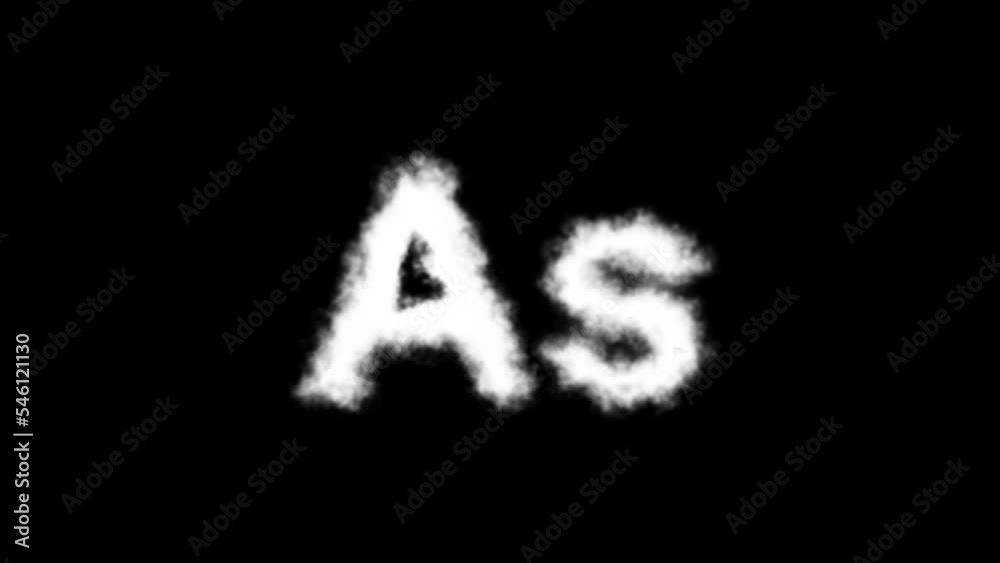 As or Arsenic a Molecule Symbol Smoke Cloud Text Effects Animation on Black Background and Green Screen. As or Arsenic a Molecule Symbol Smoke Cloud Text Effects Animation on Black Background and Green Screen.