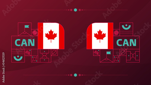 canada flag for 2022 football  Qatar world cup tournament. isolated National team flag with geometric elements for 2022 soccer or football Vector illustration