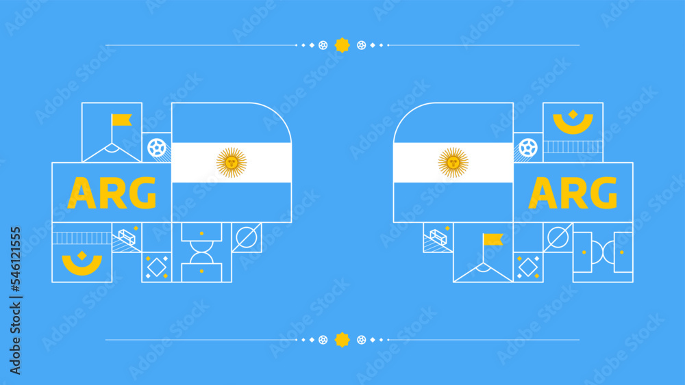argentina flag for 2022 football cup   world Qatar tournament. isolated National team flag with geometric elements for 2022 soccer or football Vector illustration