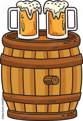 Beer Barrel Cartoon Colored Clipart 