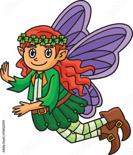 Saint Patricks Day Shamrock Fairy Cartoon Clipart 