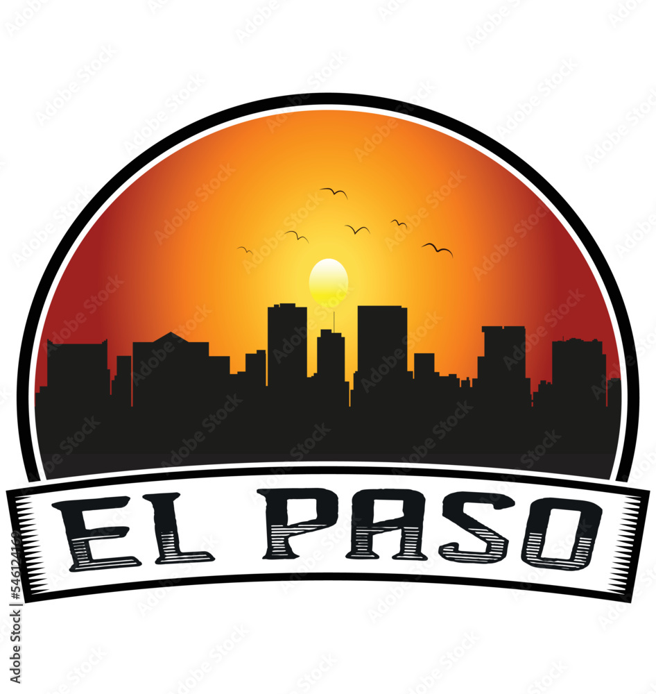 El Paso Texas USA Skyline Sunset Travel Souvenir Sticker Logo Badge