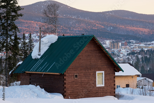 Snowy day . Winter , heavy snowfall, silence in the village