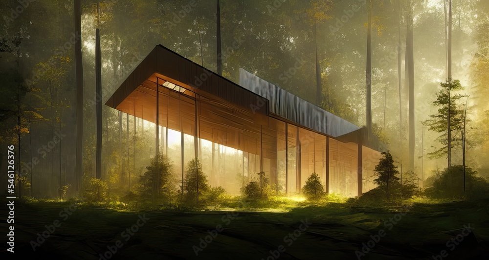 View of Zero Emission House, futuristic eco house environmentaly friendly ...