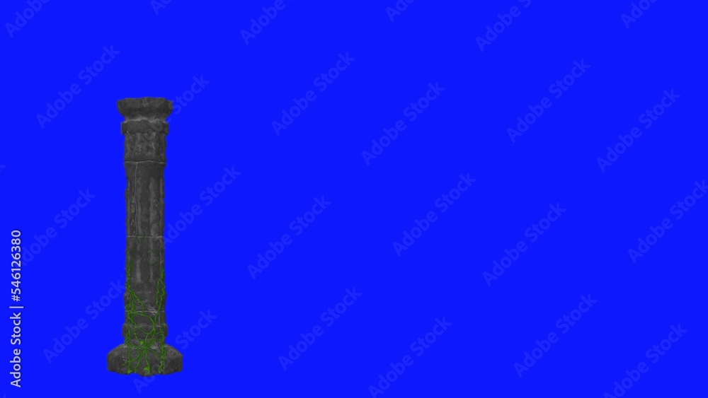 Leafy crawling vine on pillar blue screen Leafy crawling vine on pillar blue screen