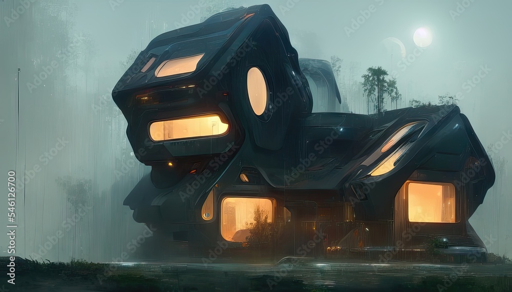 Image showcasing Futuristic eco house environmentaly friendly housing design, Zero ...