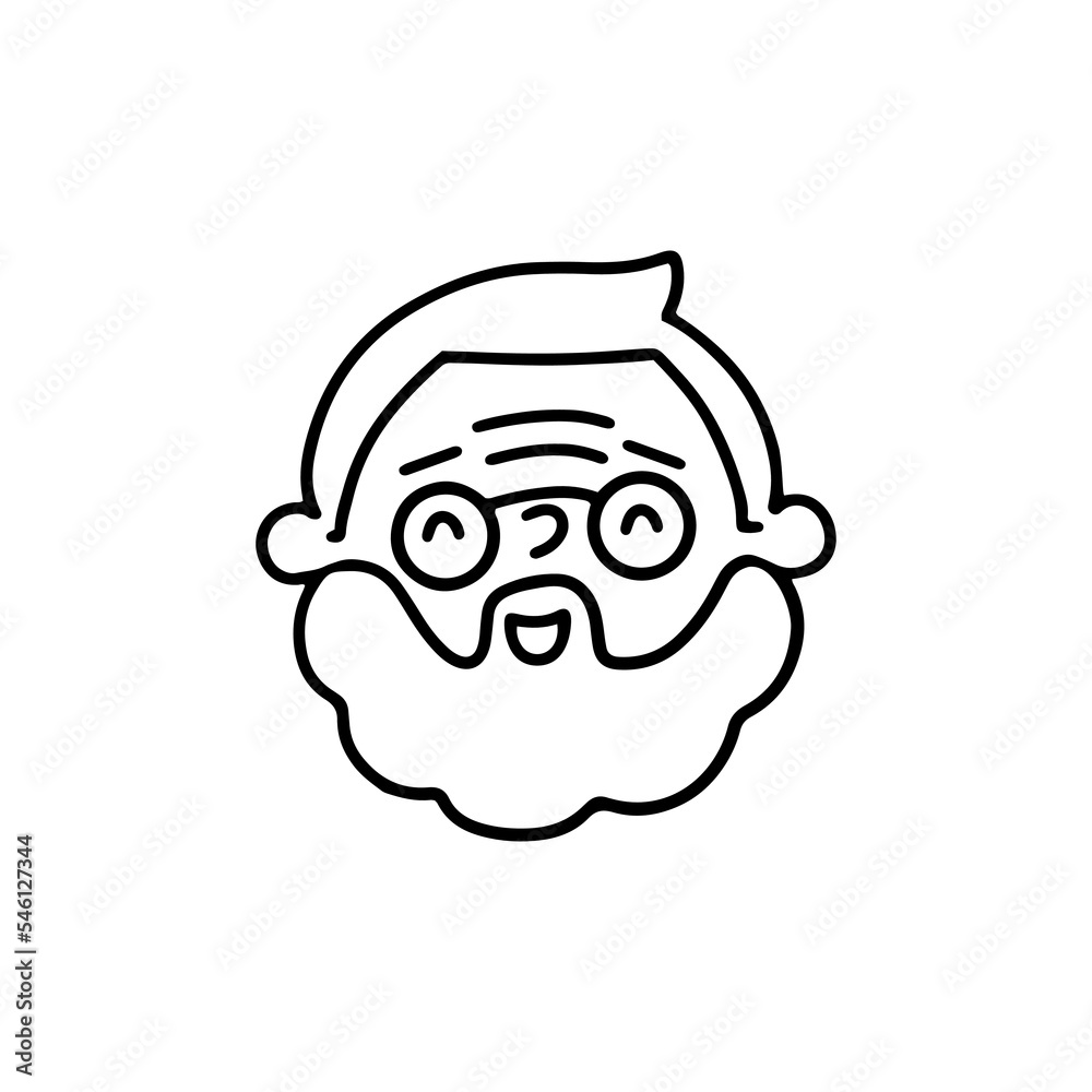 Portrait of an elderly laughing man. Vector illustration in doodle style Portrait of an elderly laughing man. Vector illustration in doodle style