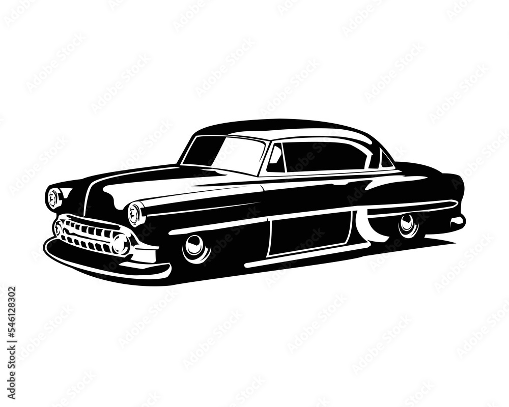 old classic retro car logo isolated on side view best white background for old car industry. available in eps 10.