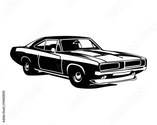 old dodge car side view isolated on white background. best for logo, badge, sticker, icon. vector illustration available in eps 10.