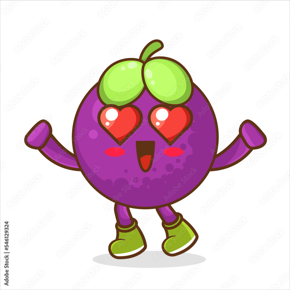 the falling in love expression of a cute mangosteen with heart shaped eyes. In love mangosteen fruit cartoon character isolated on mascot the falling in love expression of a cute mangosteen with heart shaped eyes. In love mangosteen fruit cartoon character isolated on mascot