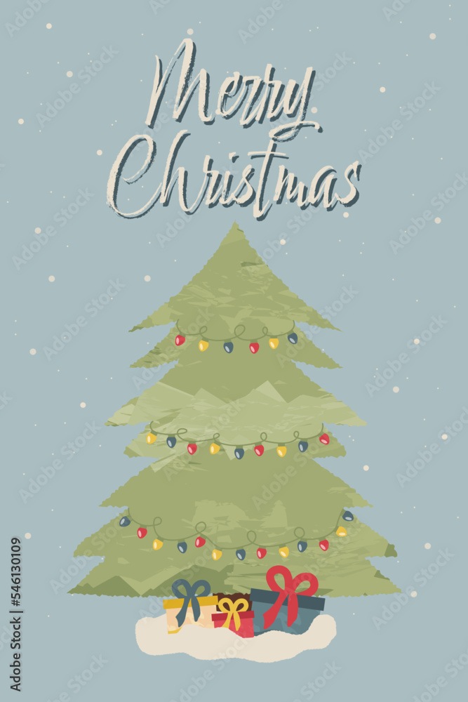 Christmas Card with Girl On Bike and Shopping Bags, Premium Vector