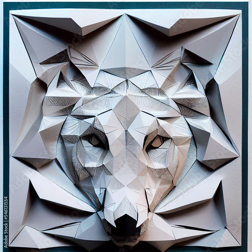 paper cut craft wolf, cute look